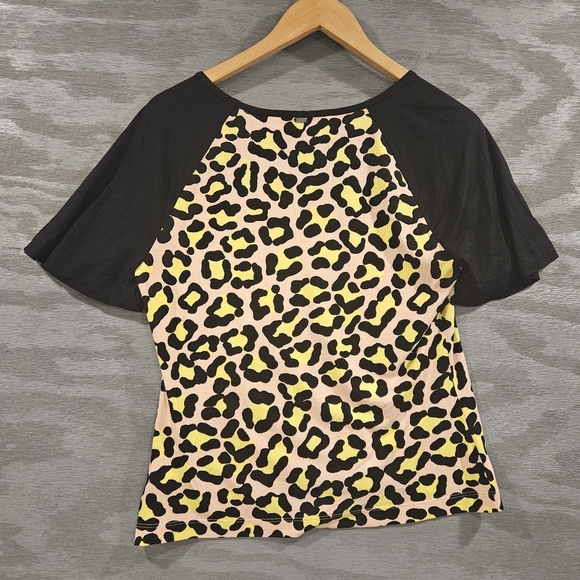 St. John SZ Med Colorful Animal Print V-Neck T-Shirt Short Loose Sleeves - Picture 3 of 8